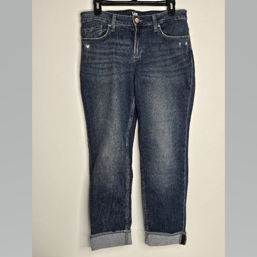 Riders By Lee Capri Womens Denim Jeans Size 10 Medium Blue Stretch Cuffed